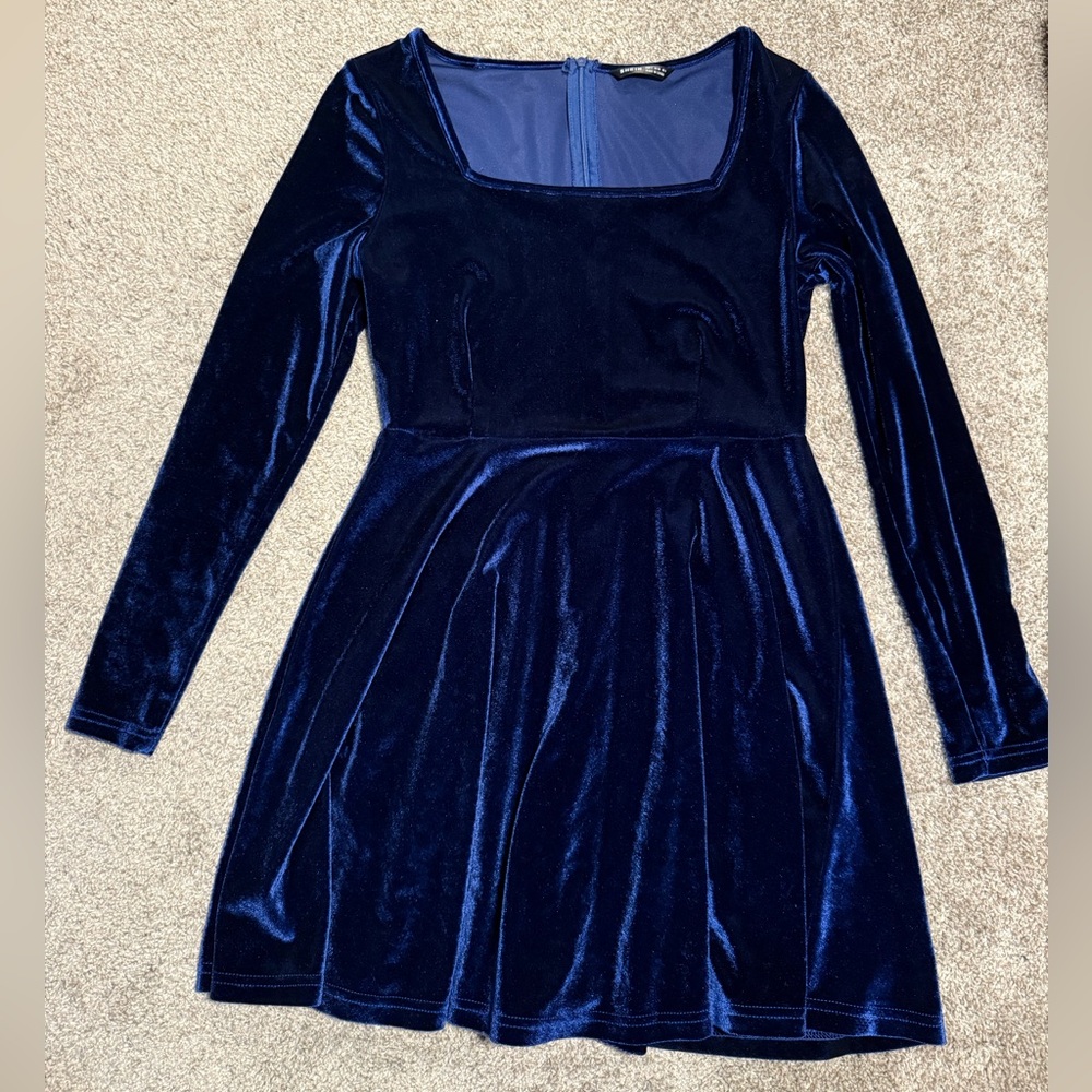 SHEIN Royal Blue Velvet Dress